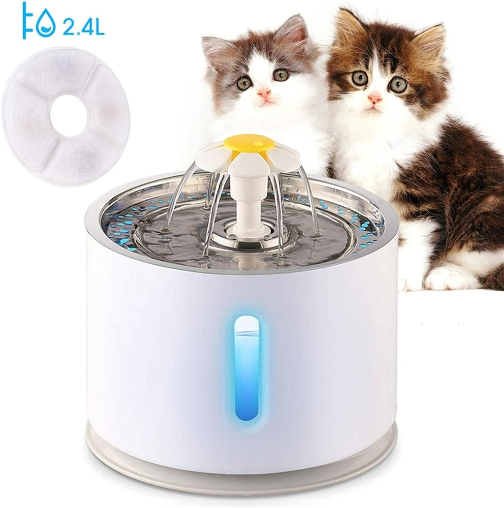 Automatic Pet Water Fountain with LED Light, USB Drinker Bowl, Triple Filtration, Mute Electric Feeder for Cats & Dogs