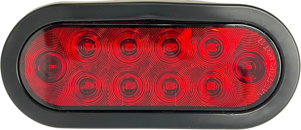 All Star Truck Parts 10X Red 6' Oval 10 LED Trailer Stop Turn Tail Light Kit DOT Certified + Grommets & Plugs IP67 Waterproof Parking Signal Headache Rack Backrack Truck Trailer 12V Reflective Lens