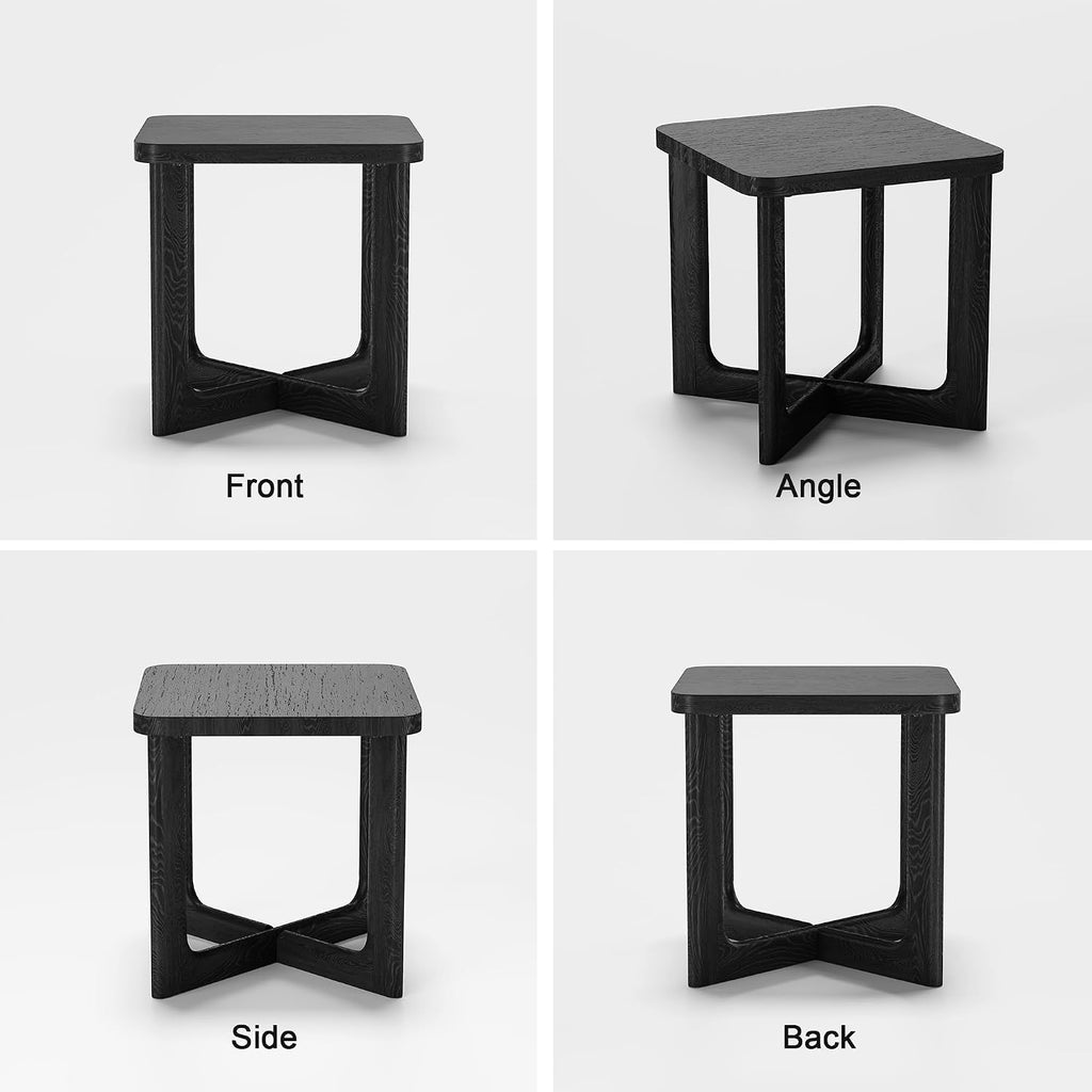Casaphoria 24' End Side Table, Solid Wood Sofa Table with Cross Sturdy Legs, Slim Beside Table, Nightstand Telephone Table for Bedroom, Living Room, Restaurant, Small Spaces, Black