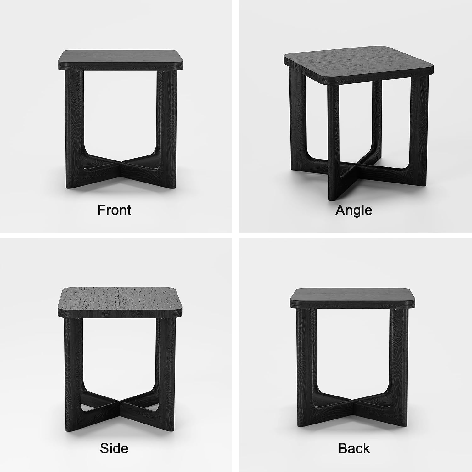 Casaphoria 24' End Side Table, Solid Wood Sofa Table with Cross Sturdy Legs, Slim Beside Table, Nightstand Telephone Table for Bedroom, Living Room, Restaurant, Small Spaces, Black