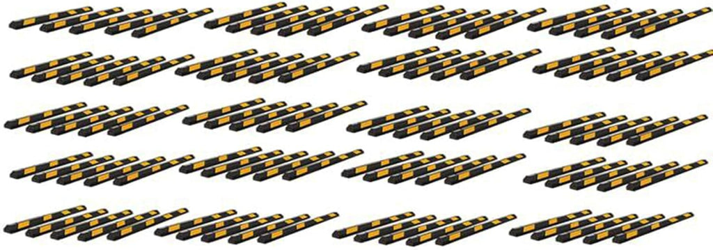 ZONETECH Parking Stopper for Garage Heavy Duty Rubber Parking Curb Stops 72' Garage Parking Stops 100-Pack Premium Quality Garage Wheel Stop Professional Grade w/Yellow Reflective Tape Bolts Included