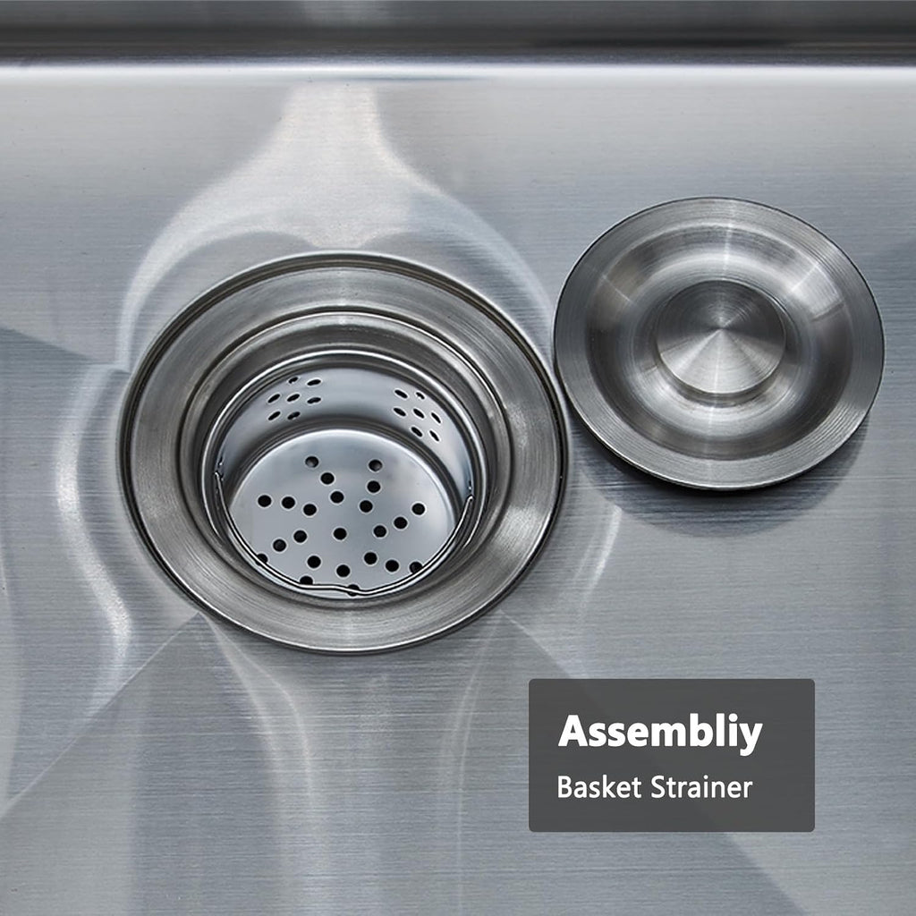 Friho 25x22 Drop in Kitchen Sink, Brushed Nickel Topmount Kitchen Sinks, SUS304 Commercial Handmade 16 Gauge Single Bowl Stainless Steel Sink with Basket Strainer