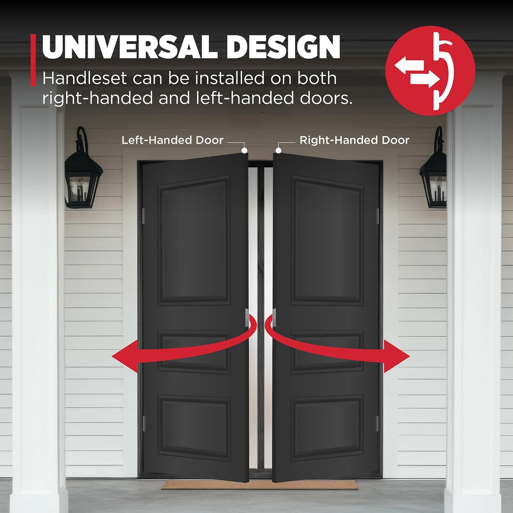 Kwikset San Clemente Front Door Lock Handle and Deadbolt Set, Entry Door Handleset Exterior with Interior Reversible Lever, Matte Black, Pick Resistant SmartKey Rekey Deadbolt Security