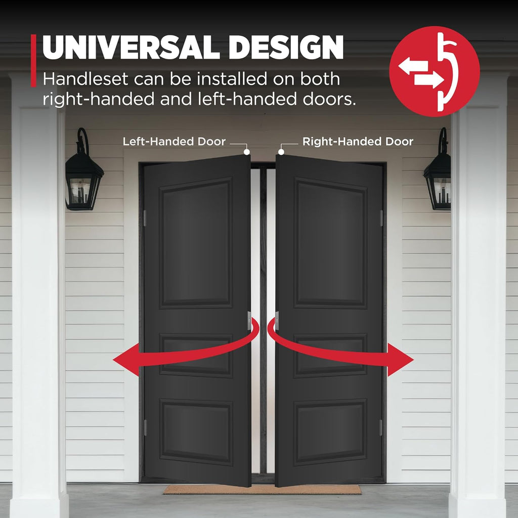 Kwikset Brentford Front Door Lock Handle and Deadbolt Set, Dummy Handleset Exterior with Interior Door Knob, Secure Locking Deadbolt, Matte Black