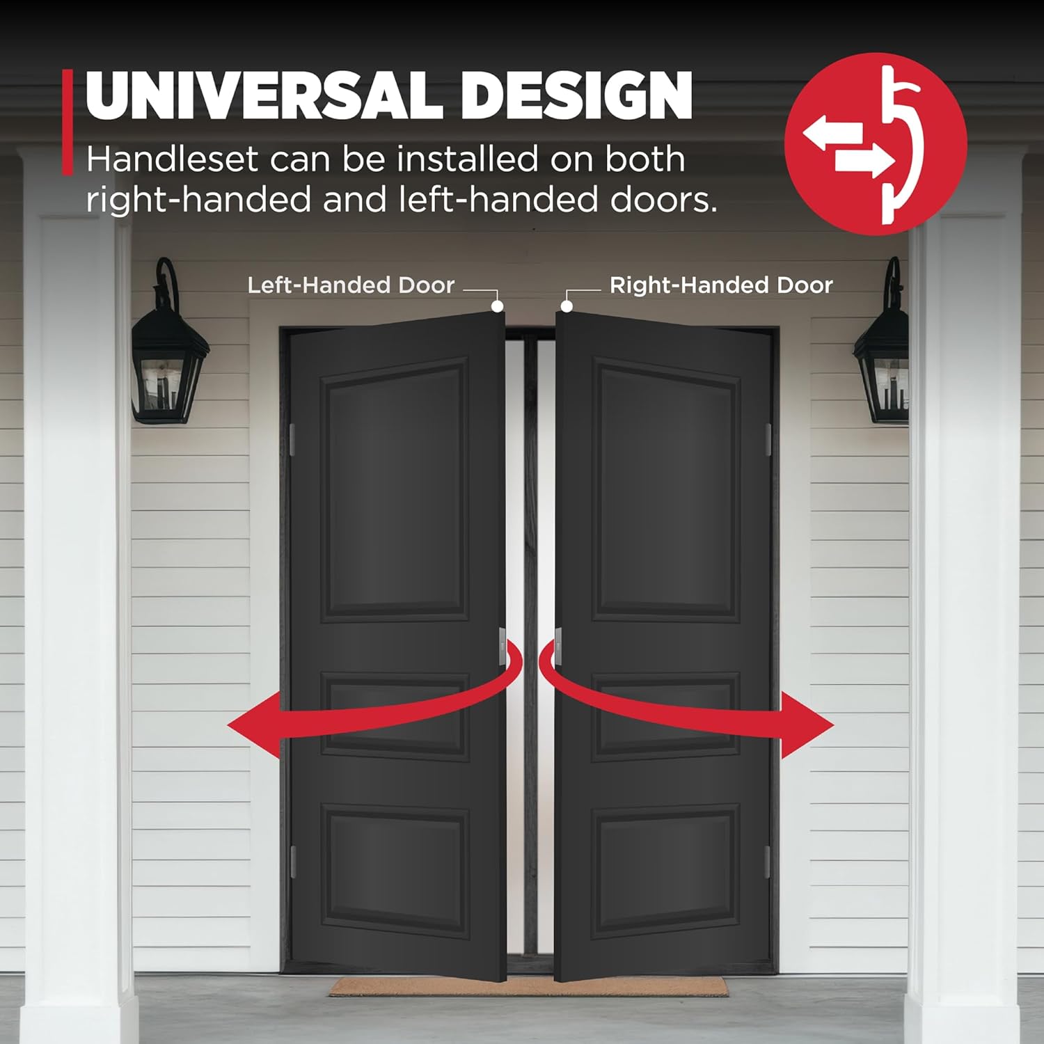 Kwikset Brentford Front Door Lock Handle and Deadbolt Set, Dummy Handleset Exterior with Interior Door Knob, Secure Locking Deadbolt, Matte Black