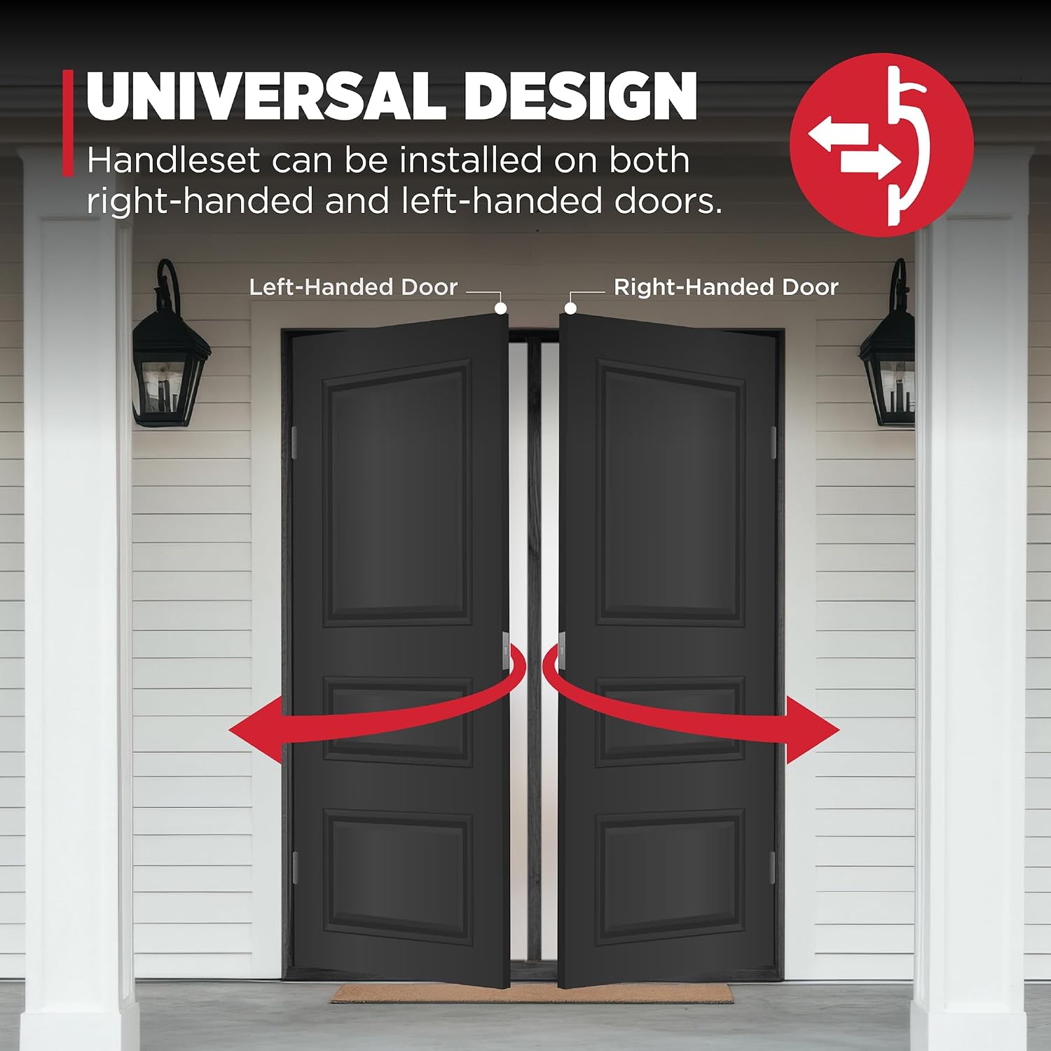 Kwikset Peralta Front Door Lock Handle and Deadbolt Set, Entry Handleset Exterior with Interior Reversible Lever, Matte Black, Pick Resistant SmartKey Rekey Deadbolt Security