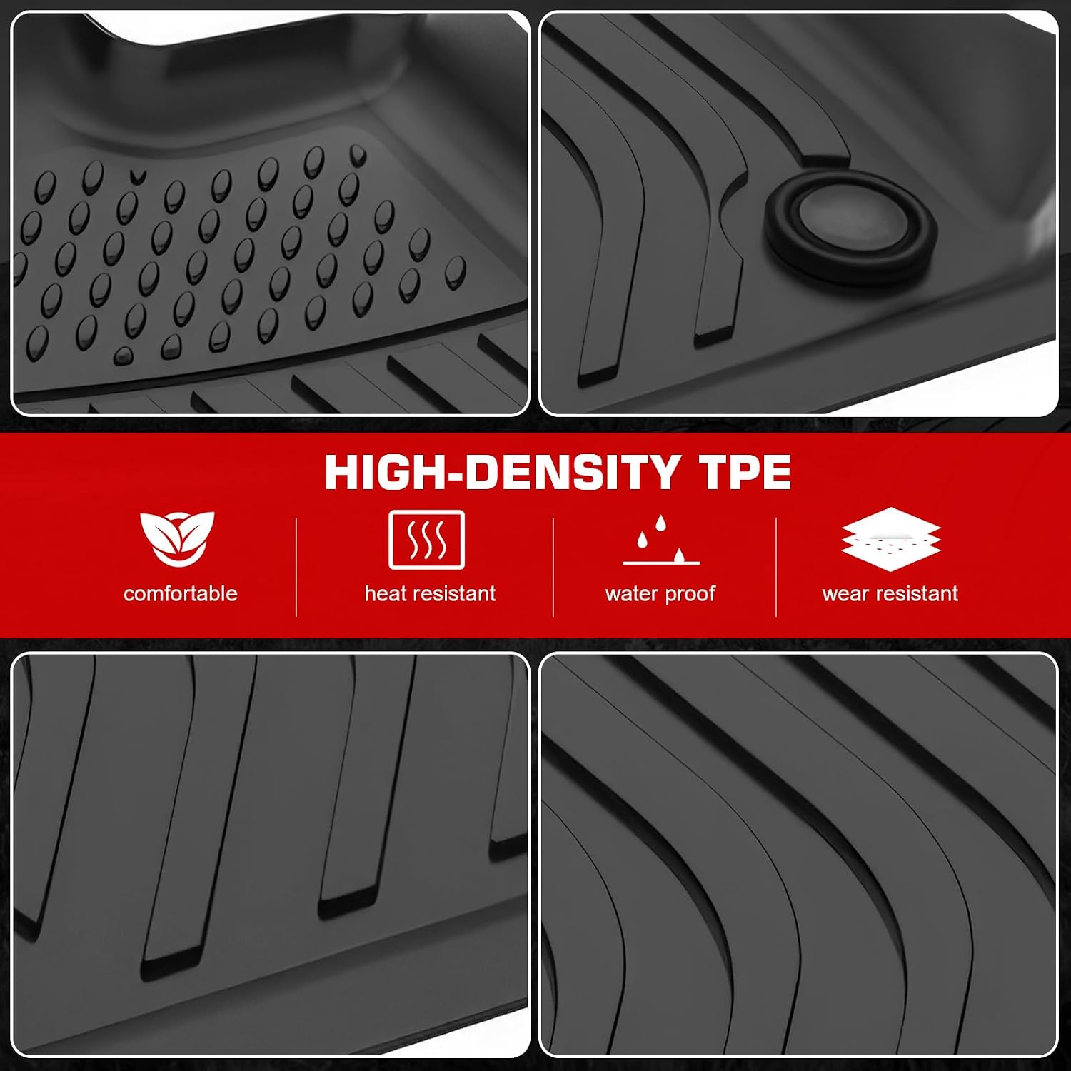 IKON MOTORSPORTS 3D TPE Floor Mats, Compatible with 2024-2025 Porsche Panamera 4, All Weather Waterproof Non-Slip Floor Liners, Front & 2nd Row Full Set Car Interior Accessories, Black 4PCS