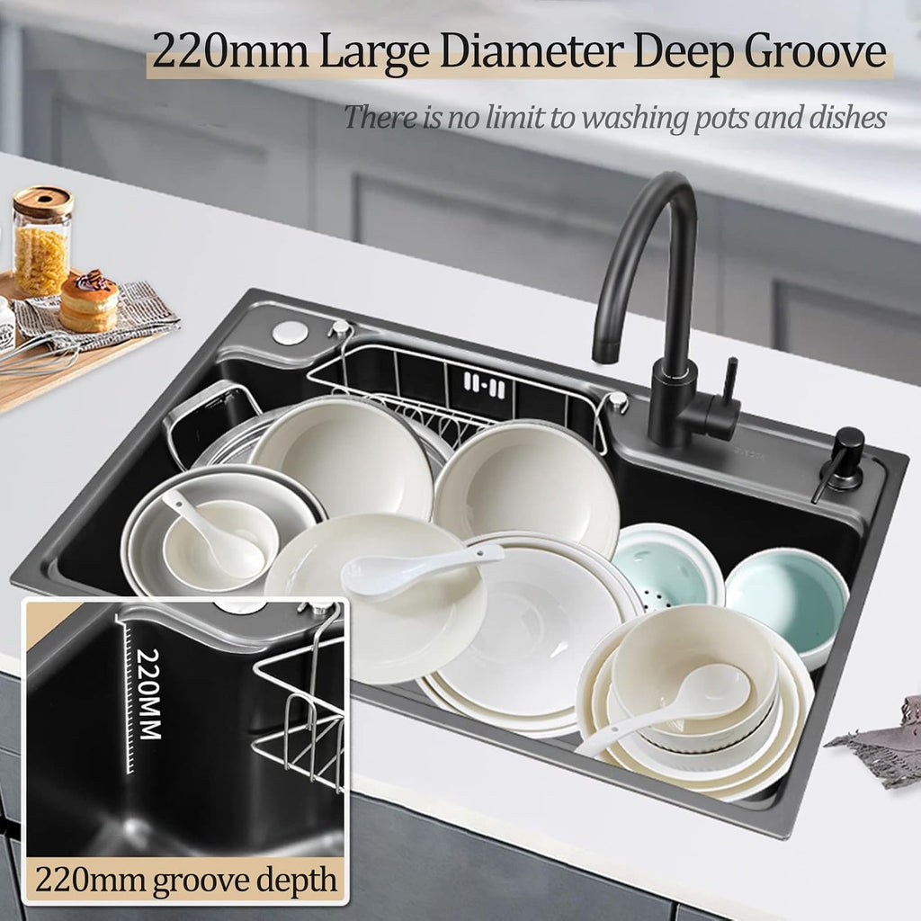 Kitchen Sinks, Single Bowl Kitchen Sink Kitchen Sink Household Bar Sink Rv Sink with Faucet (