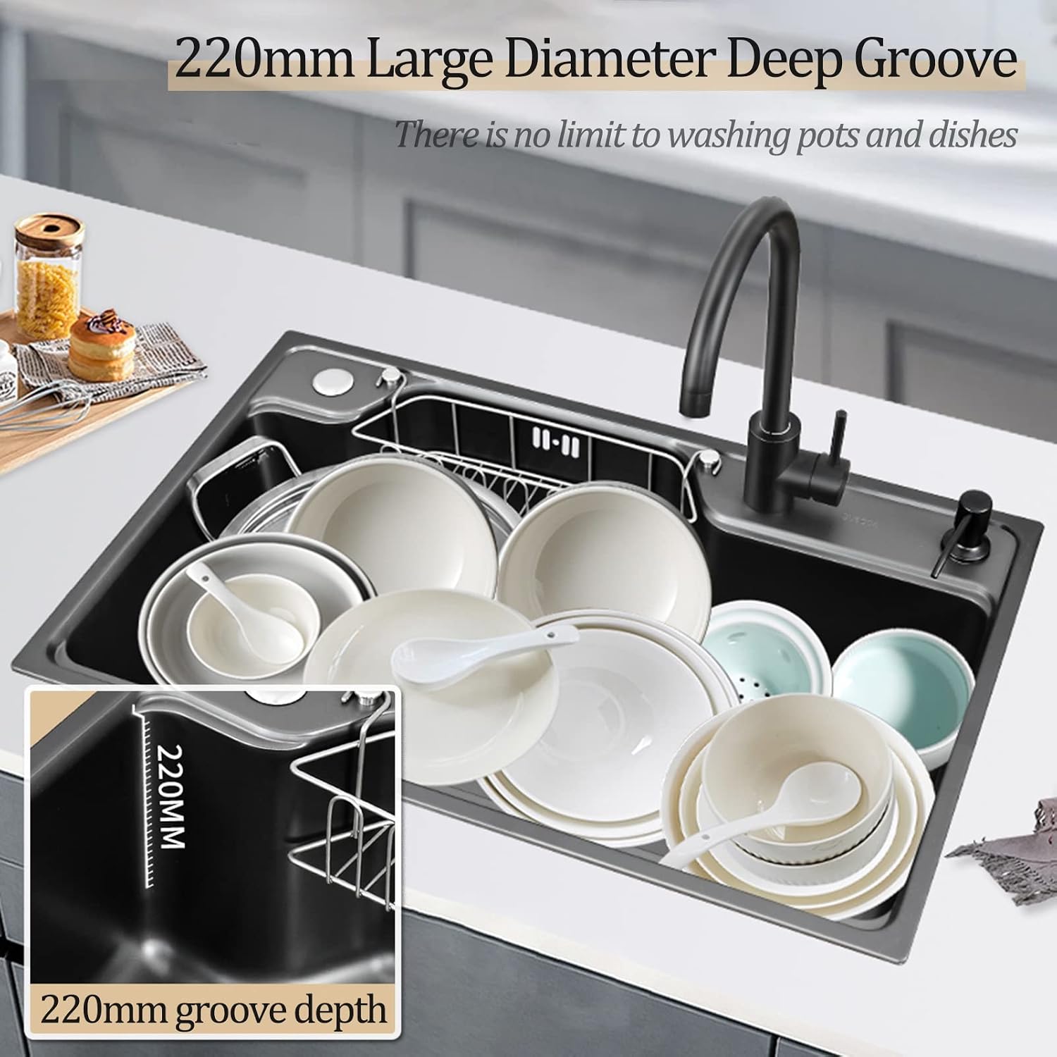 Kitchen Sinks, Single Bowl Kitchen Sink Kitchen Sink Household Bar Sink Rv Sink with Faucet (