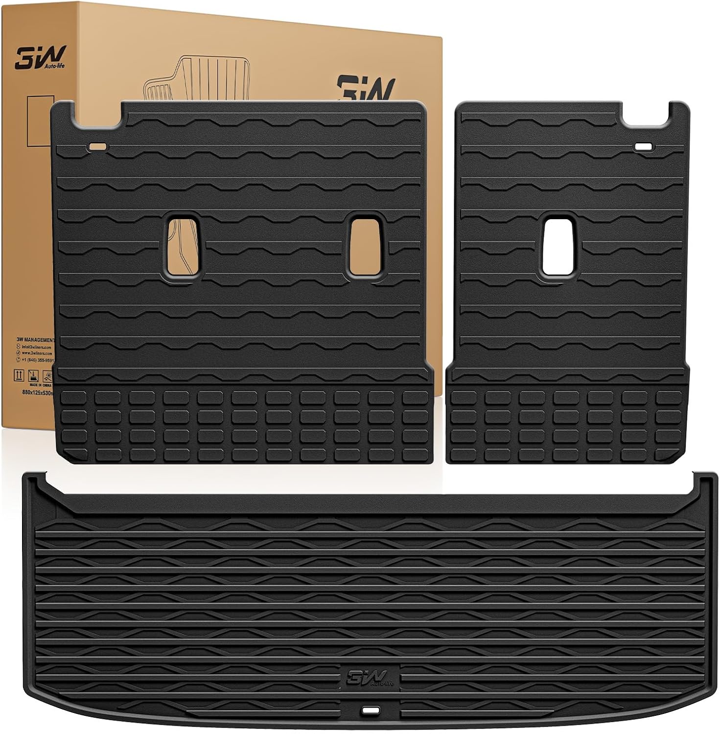 3W Backrest Liner & Cargo Liner for Nissan Pathfinder 2022-2026 (7&8 Seats), Cargo Liner Trunk Mat TPE All Weather Back Seat Cover Protector Pathfinder Accessories