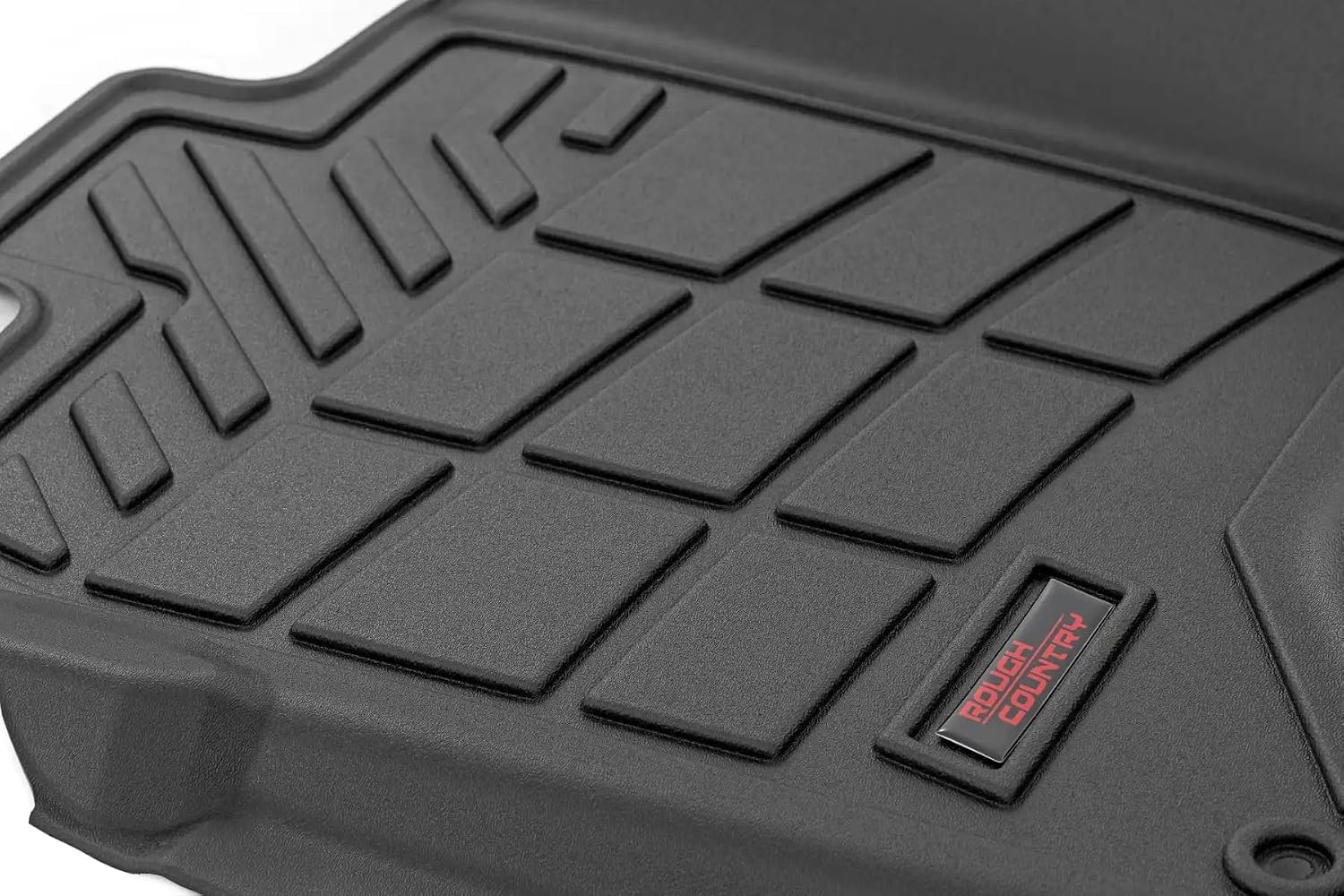 Rough Country Flex-Fit Floor Mats for Chevy Silverado & GMC Sierra 1500/2500HD/3500HD (2014–2018) Crew Cab - Front & Rear Set, All-Weather Non-Slip TPE Liners w/Spill Saver Lip
