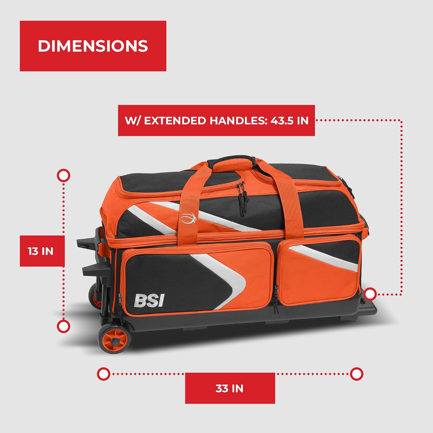 BSI Dash Roller Bowling Bag with Smooth Rolling Wheels, Padded Ball Compartment, Retractable Locking Handle, & Shoe Pocket