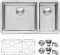 Ruvati 32-inch Undermount Kitchen Sink - 70/30 Double Bowl Kitchen Sink - 16 Gauge Stainless Steel Sinks with Brushed Finish hides scratches, Easy-to-Clean Undermount Sinks - RVM5300