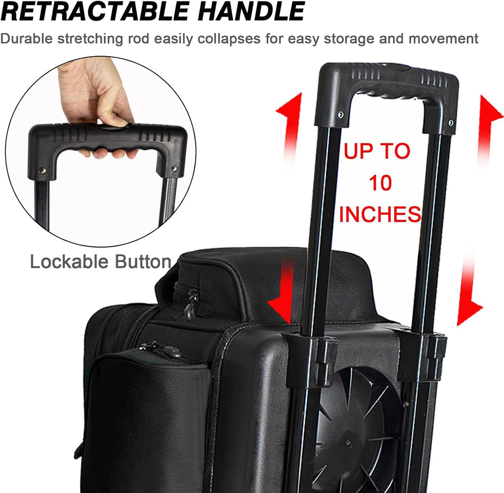 DAFISKY 3 Ball Bowling Bags with Wheels, Roller Bowling Bag with Multiple Pockets Retractable Handle Extends to 38''
