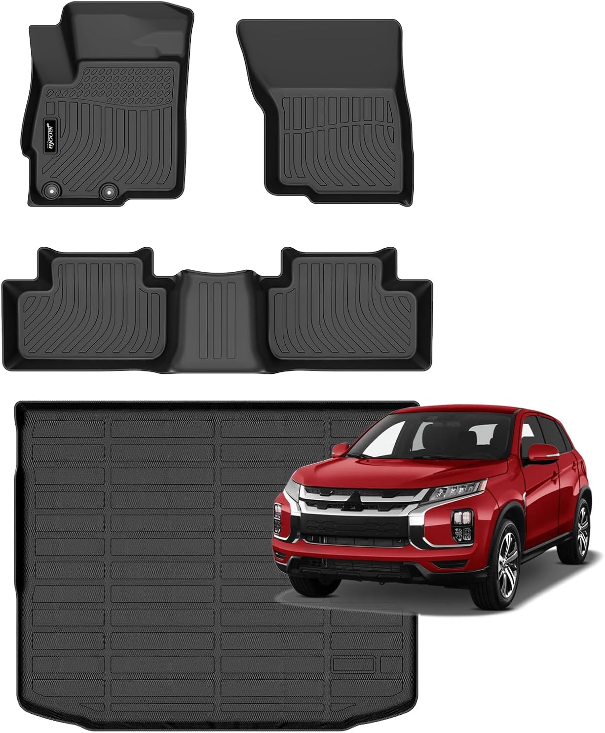 Jenofa-Floor Mats for Mitsubishi Outlander Sport 2011-2025 (Only 5 Seats) Cargo Mat Car Mats for Outlander Sport All Weather Floor Liner Custom Fit Automotive Non-Slip Waterproof Full Set Accessories