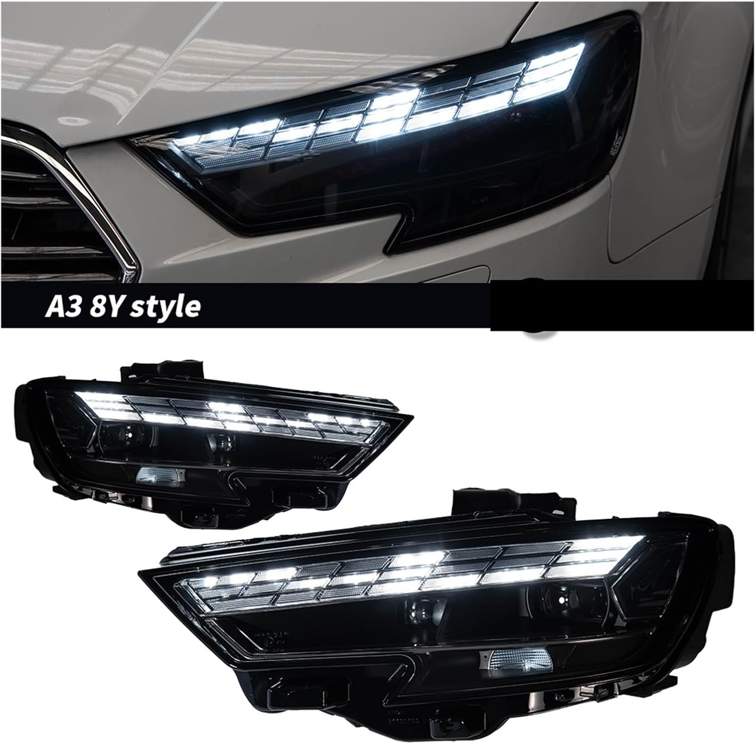Car Lights Compatible With A3 8V 2017-2020 S3 RS3 Sedan Hatchback LED Auto Headlight Assembly Upgrade High Configure Tool Accessories(For Original Xenon,RHD)