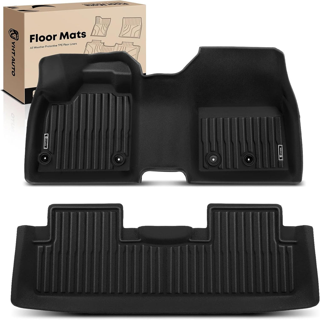 YHTAUTO Floor Mats Fit Nissan Ariya 2023-2026, TPE Floor Liners All-Weather Protection Custom Fit, 1st & 2nd Row, Set of 2 Black