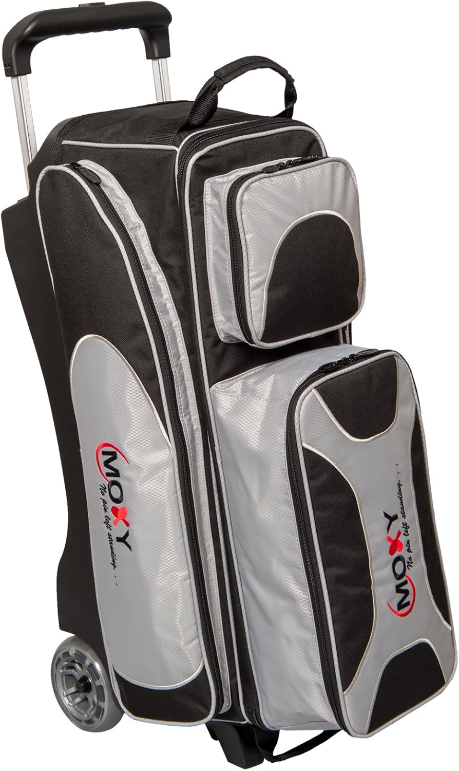 Moxy Deluxe Triple Roller Bowling Bag - Silver/Black