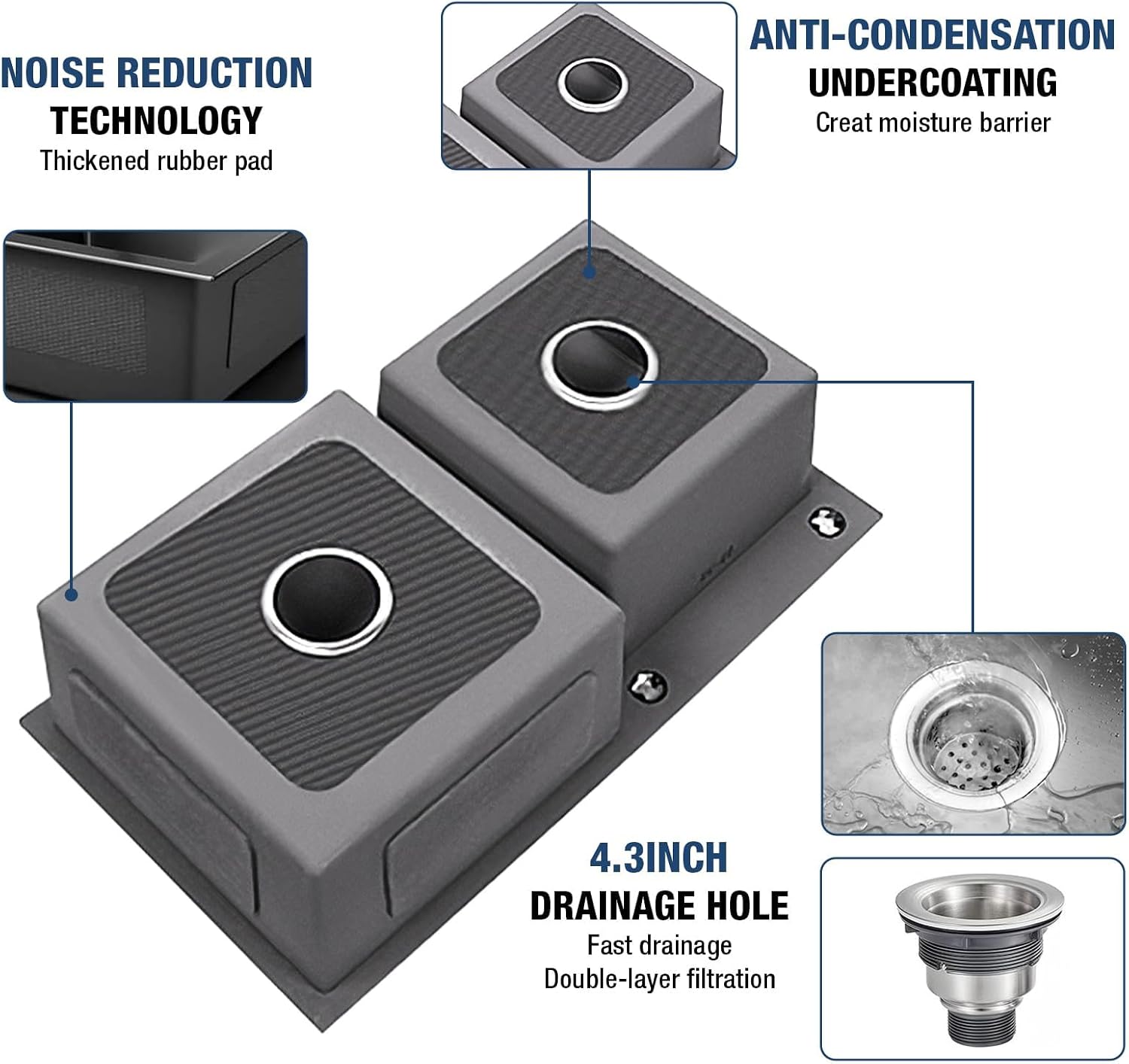 Black Double Bowl Kitchen Sink, Drop ln 30.7x16.9In Nano-Coated Stainless Steel Topmount Bar Kitchen Sink with Drain and Overflow