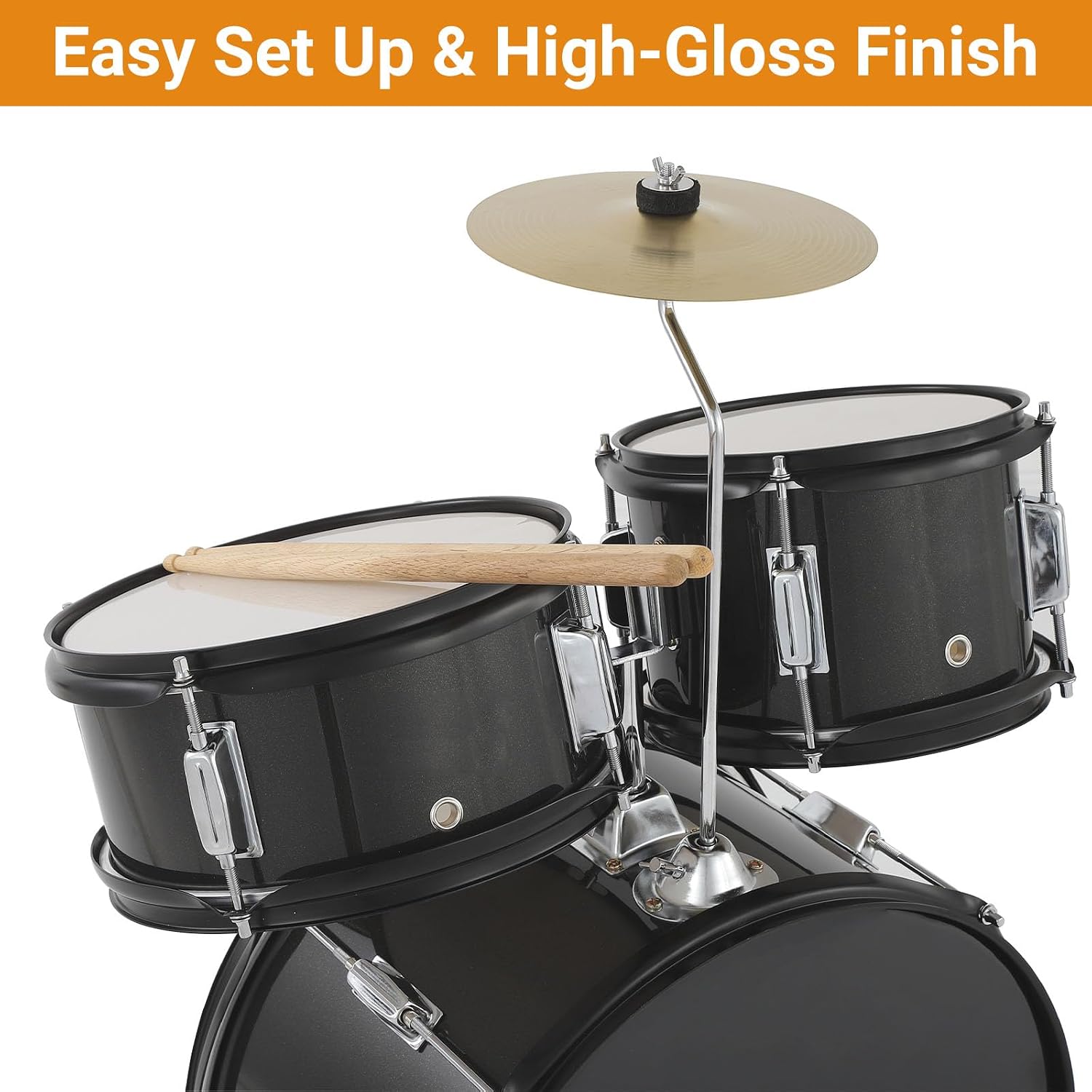 GarveeTech Drum Set 5-Piece for Beginners, Complete Full Size Kit with Bass, Toms, Snare, Stands, Cymbal and Drumsticks
