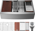 VEVOR Farmhouse Kitchen Sink, 304 Stainless Steel Drop-In Sinks, Top Mount Single Bowl Basin with Ledge & Accessories, Household Dishwasher Sinks for Workstation, Prep Kitchen, and Bar Sink, 30 inch