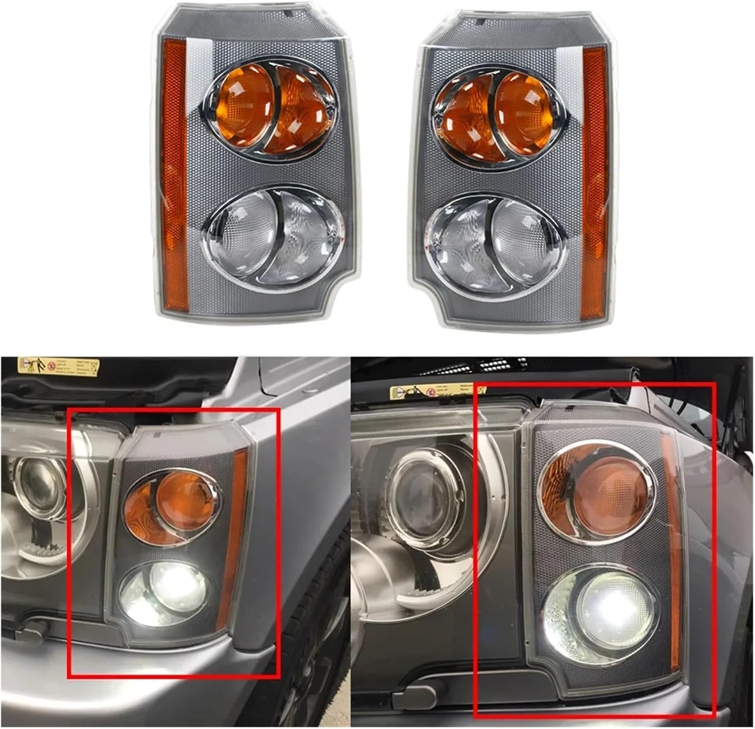 Car Left Corner Light Side Turn Signal Lamp Compatible with Land Rover Range Rover L322 2003-2005 Front Headlight Indicator Light