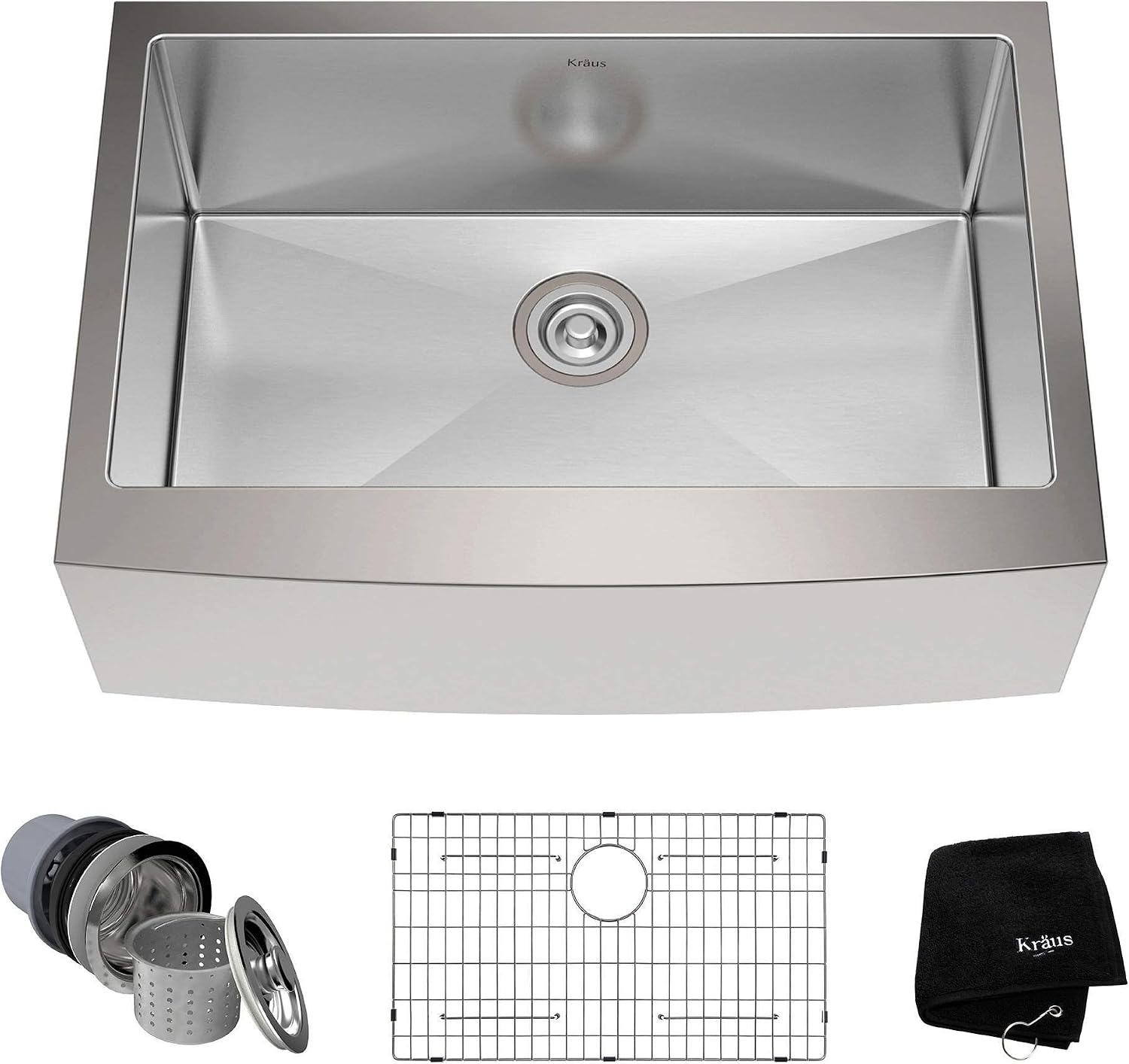 KRAUS Standart Pro 30-Inch Apron Front Farmhouse 16-Gauge Single Bowl Stainless Steel Kitchen Sink, KHF200-30