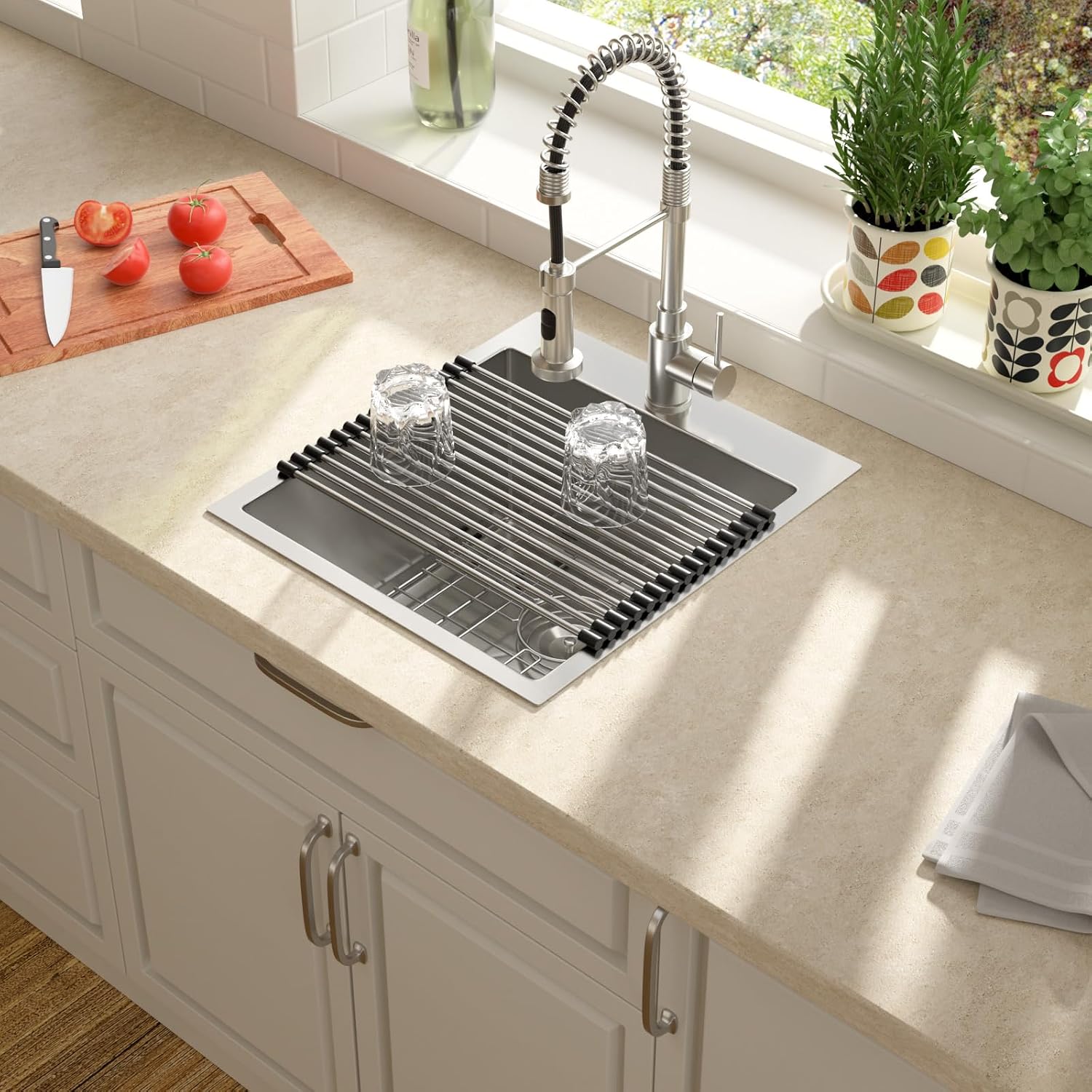 Lordear 18x18 Bar Sink Drop In 16 Gauge T304 Small Kitchen Sink Topmount Bar Prep Island Sink Single Bowl Kitchen Sinks Outdoor Sink 18'