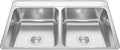 Kindred Creemore 33-in LR x 22-in FB x 7-in DP Drop In Double Bowl 3-Hole Stainless Steel Kitchen Sink, CDLA3322-7-3N