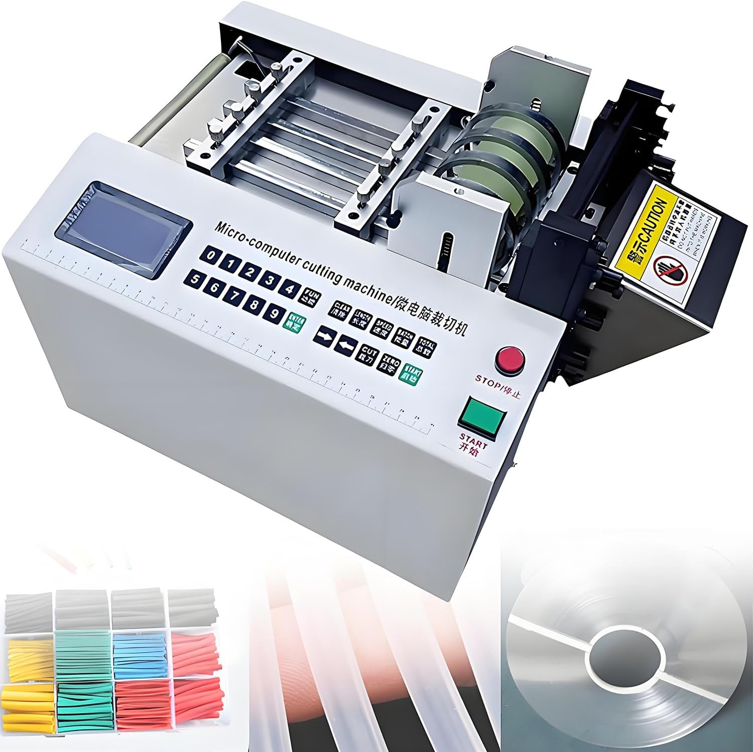 Fully Automatic Heat-Shrink Tube Micro-Computer Cutting Machine 300W Electric Tube Cable Pipe Cutter with Micro Computer Control, Cutting Accuracy 0.1Mm, for Sleeve Rubber/Plastic Tube