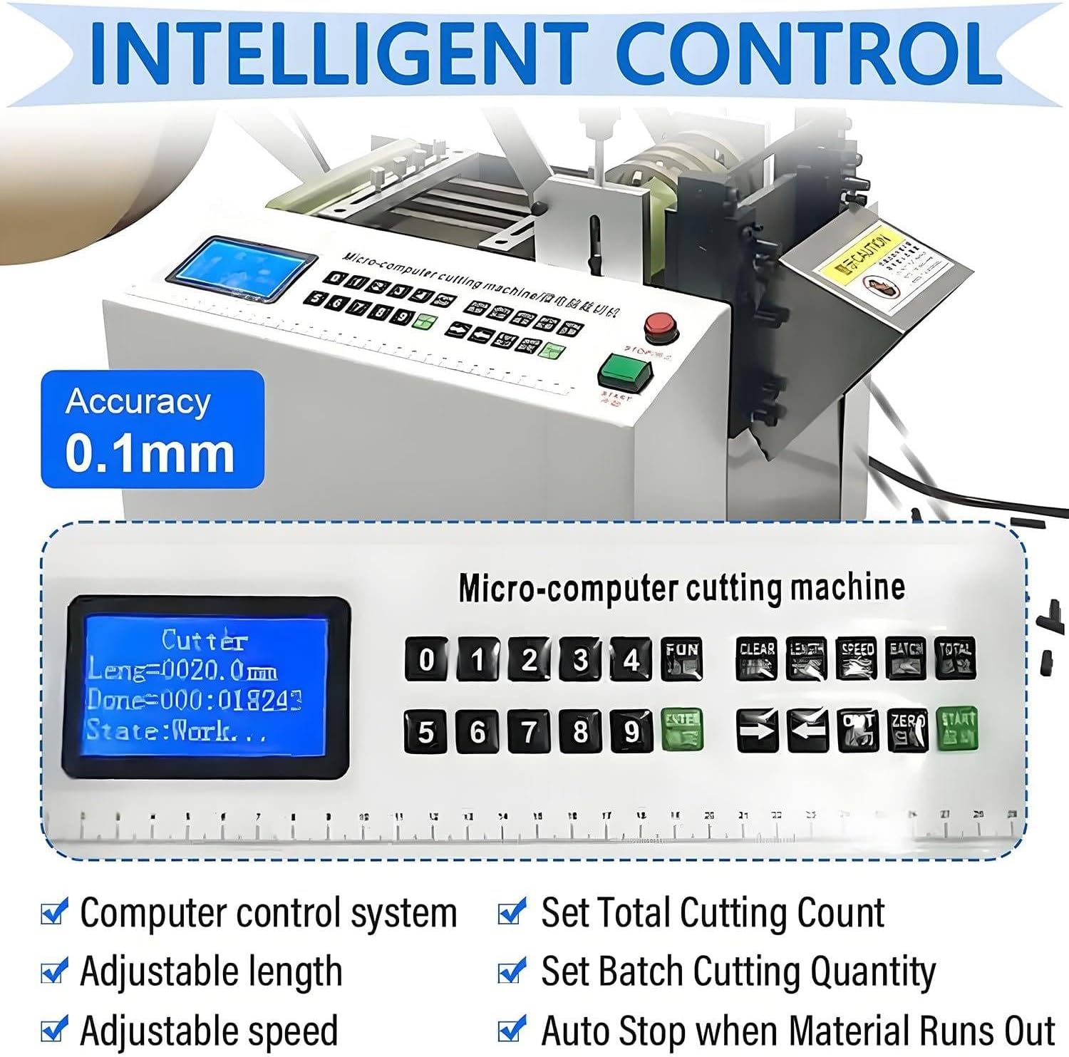300W Fully Automatic Heat-Shrink Tube Cutting Machine, Precision 0.1MM Electric Cable Cutter, Ideal for Rubber & Plastic Tubes, Micro Control Technology