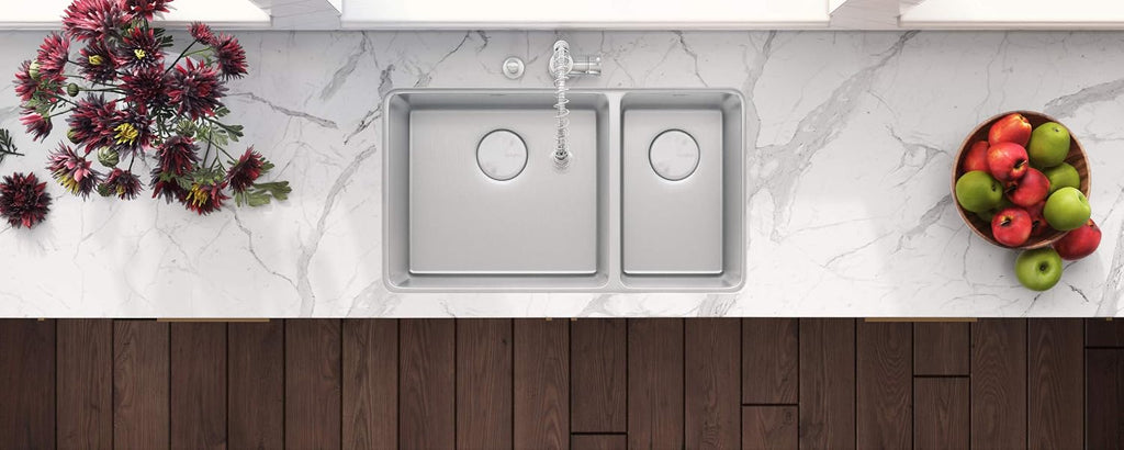 Ruvati 32-inch Undermount Kitchen Sink - 70/30 Double Bowl Kitchen Sink - 16 Gauge Stainless Steel Sinks with Brushed Finish hides scratches, Easy-to-Clean Undermount Sinks - RVM5300