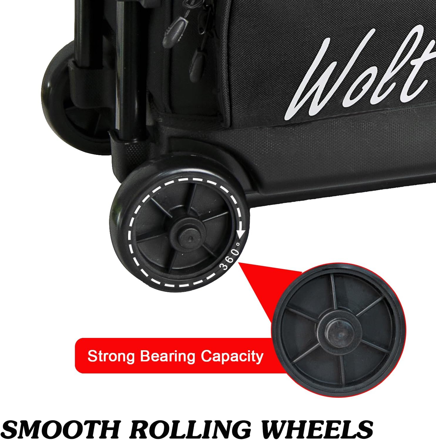 WOLT 3 Ball Bowling Bags with Wheels,Bowling Ball Bag 3 Ball Roller with Separate Shoe Compartment and Accessory Pocket, Retractable Handle Extends to 38''