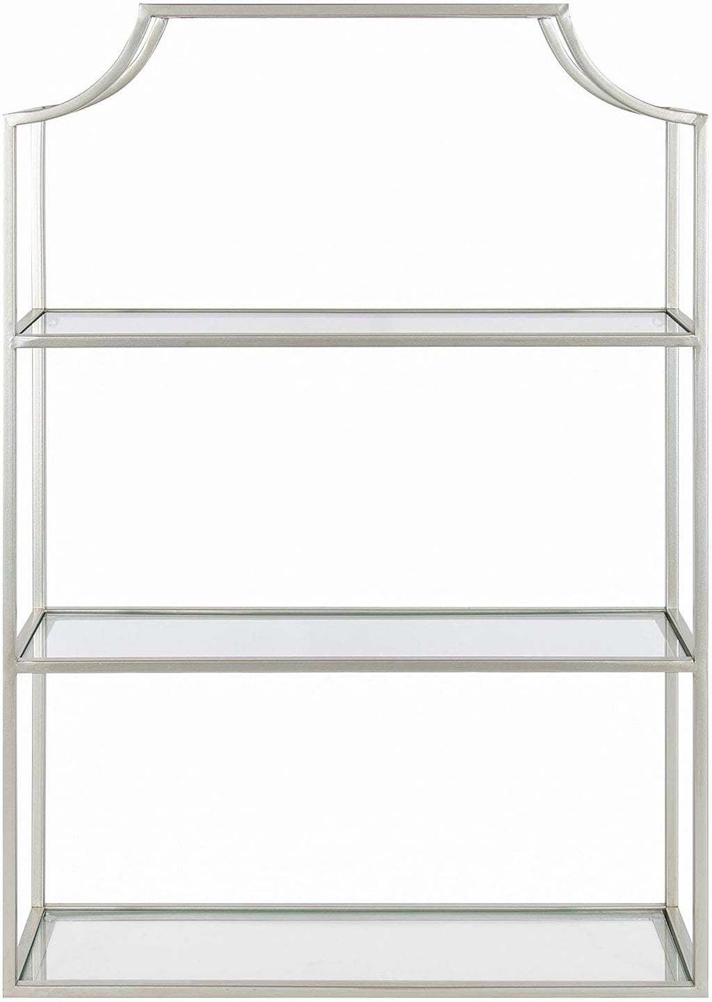 Kate and Laurel Ciel Glam 3-Tier Scalloped Wall Shelf, 20 x 30, Silver, Modern Shelving with Glass Tiers
