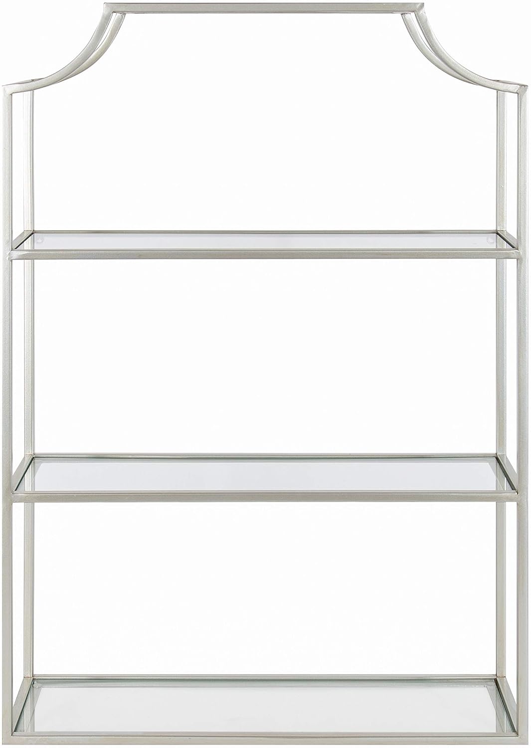 Kate and Laurel Ciel Glam 3-Tier Scalloped Wall Shelf, 20 x 30, Silver, Modern Shelving with Glass Tiers