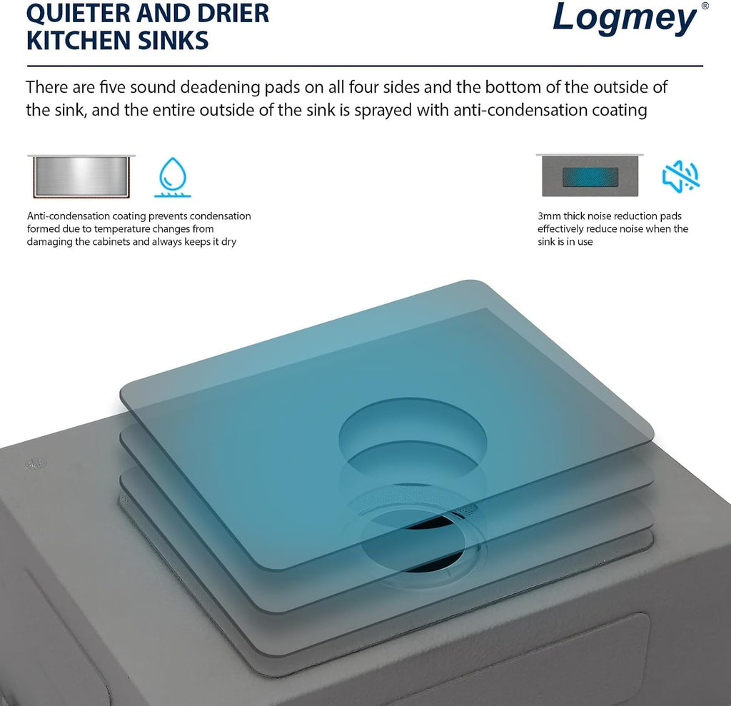 Logmey 25x22 Drop in Laundry Sink 25 Inch Laundry Room 12' Deep Sinks Handmade 16 Gauge Heavy Duty Stainless Steel Large Capacity Utility Washing Tub for Home & Commercial Use