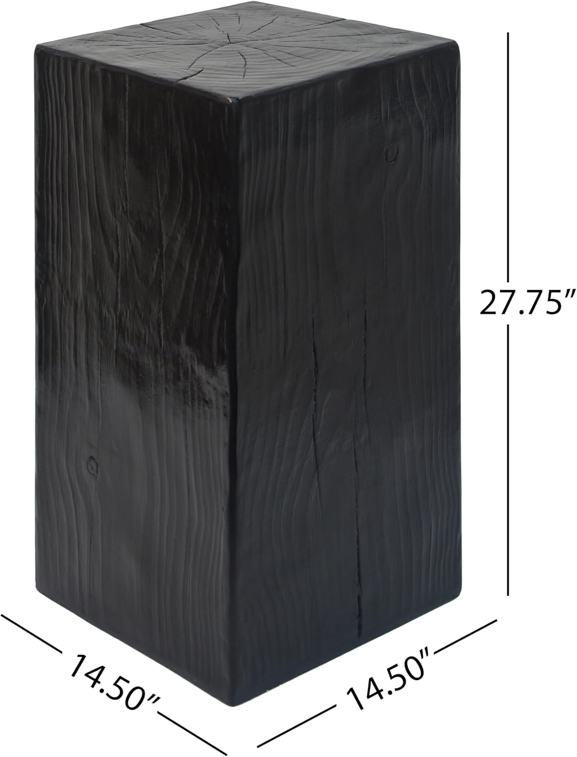 Christopher Knight Home Bard 27.75' Square Living Room Side Table, Wood-Like Distressed Finish End Table, Decorative Accent Table for Indoor Outdoor Usage, Space Saving Furniture, Black