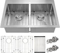 33 X 22 inch Drop in Kitchen Sinks Double Bowl,16 Gauge Stainless Steel 50/50 Double Sink,Top Mount/Drop In Double Kitchen Sink 33 inch