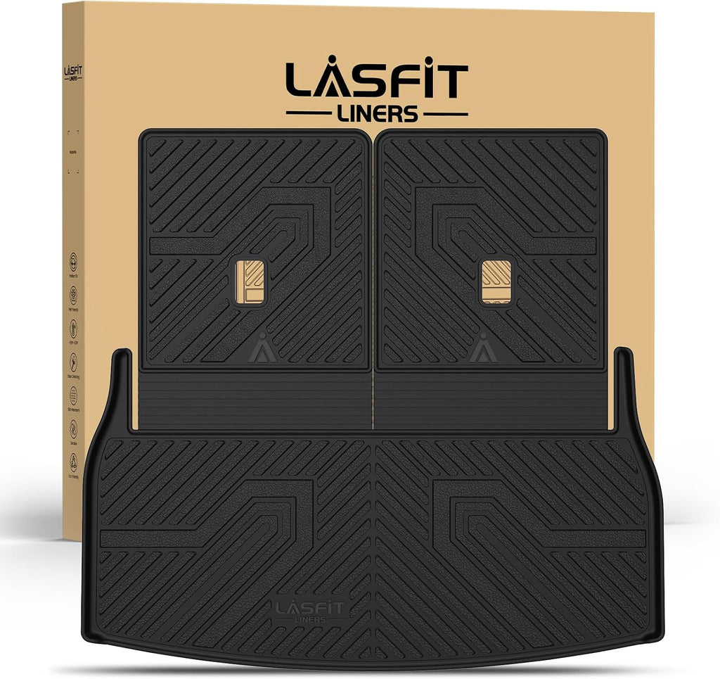 LASFIT Cargo Mat & Backrest Mats for Lincoln Aviator 2026 2025 2024 2023 2022 2021 2020, All Weather TPE Custom Fit Cargo Liner for Aviator Trunk Mat 2020-2026, Black, Easy to Clean
