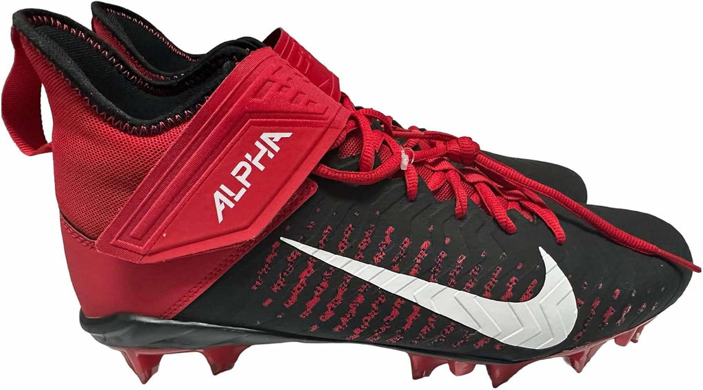 Nike Men's Alpha Menace Pro2 Mid Football Cleats Shoes #BV3945-600 Black/Red/White - Size Men's 12