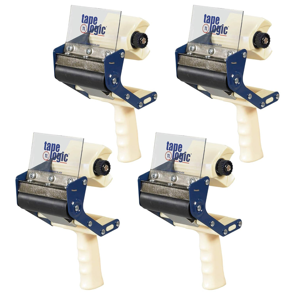 Box USA Tape Logic (4 Pack) Heavy-Duty Carton Sealing Tape Dispenser, 4', Blue/White