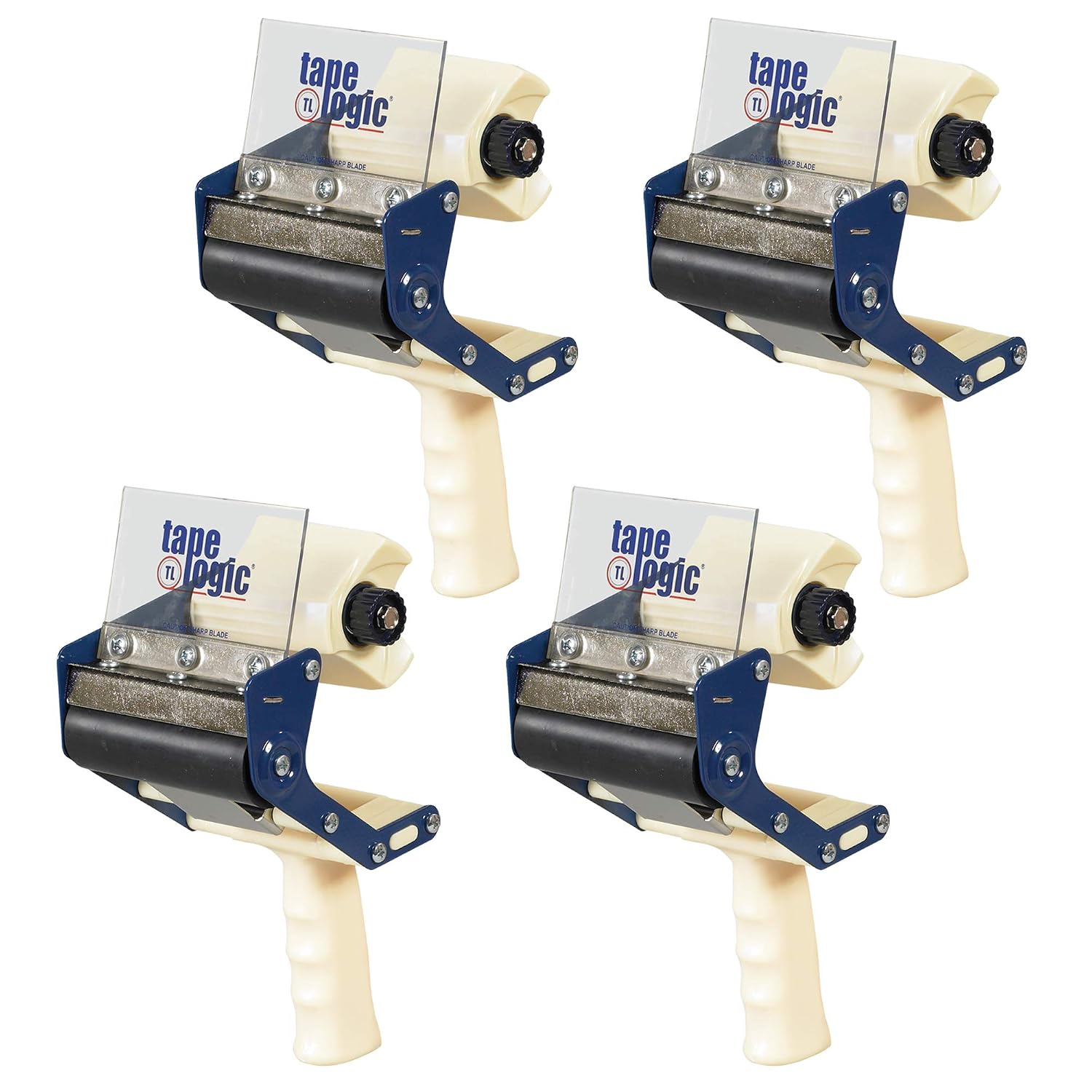 Box USA Tape Logic (4 Pack) Heavy-Duty Carton Sealing Tape Dispenser, 4', Blue/White