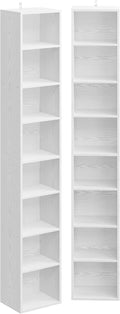 IRONCK Tall Narrow Bookshelf 8 Tiers 71in Set of 2, Compact Corner Bookcase, Easy to Match for Living Room, Office, Study, Bedroom