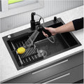 304 Stainless Steel Bar Sink Black Single Bowl Kitchen Sink Household Handmade RV Sink with Faucet and Drainage Kit Top Mount Or Undermount (Color : Black-B, Size : 75x45x22cm) (Blacka 60x45x22cm