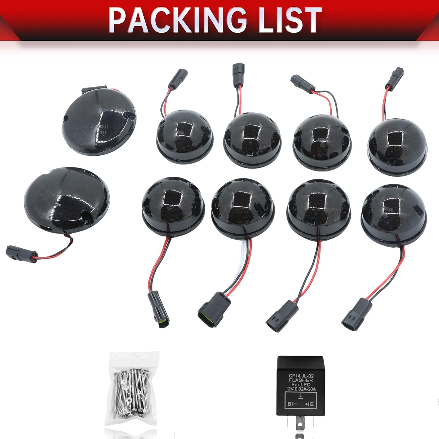 LED Upgraded Light Tail Light Kits, 10Pcs Led Indicator Light Compatible with Land Rover Defender 1990-2016 (Smoked Lens)
