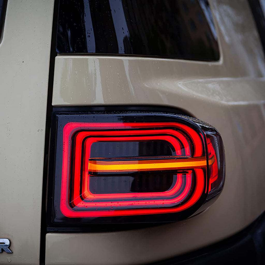 Tail Lights for Toyota FJ Cruiser 2007-2017 LED DRL Car Taillights Assembly Signal Auto Accessories Modified Lamp Start-up Animation Sequential Indicator Rear Lamp Assembly (Black)