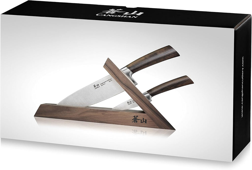Cangshan TA Series 1021356 Swedish 14C28N Steel Forged 3-Piece TAI Knife Block Set, Walnut