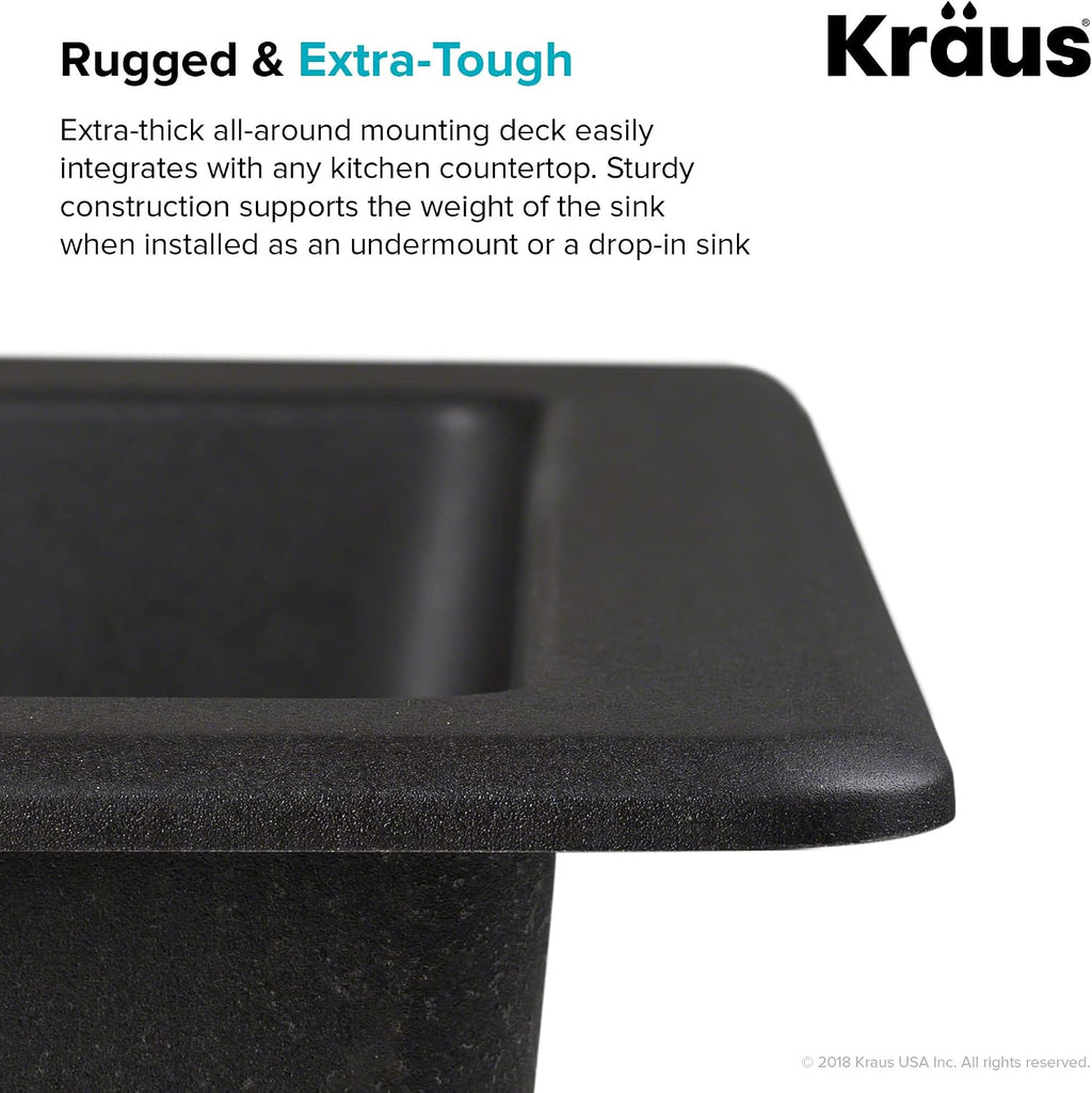 KRAUS Quarza 33-inch Drop-In/Undermount 60/40 Double Bowl Granite Kitchen Sink in White, KGD-442WHITE