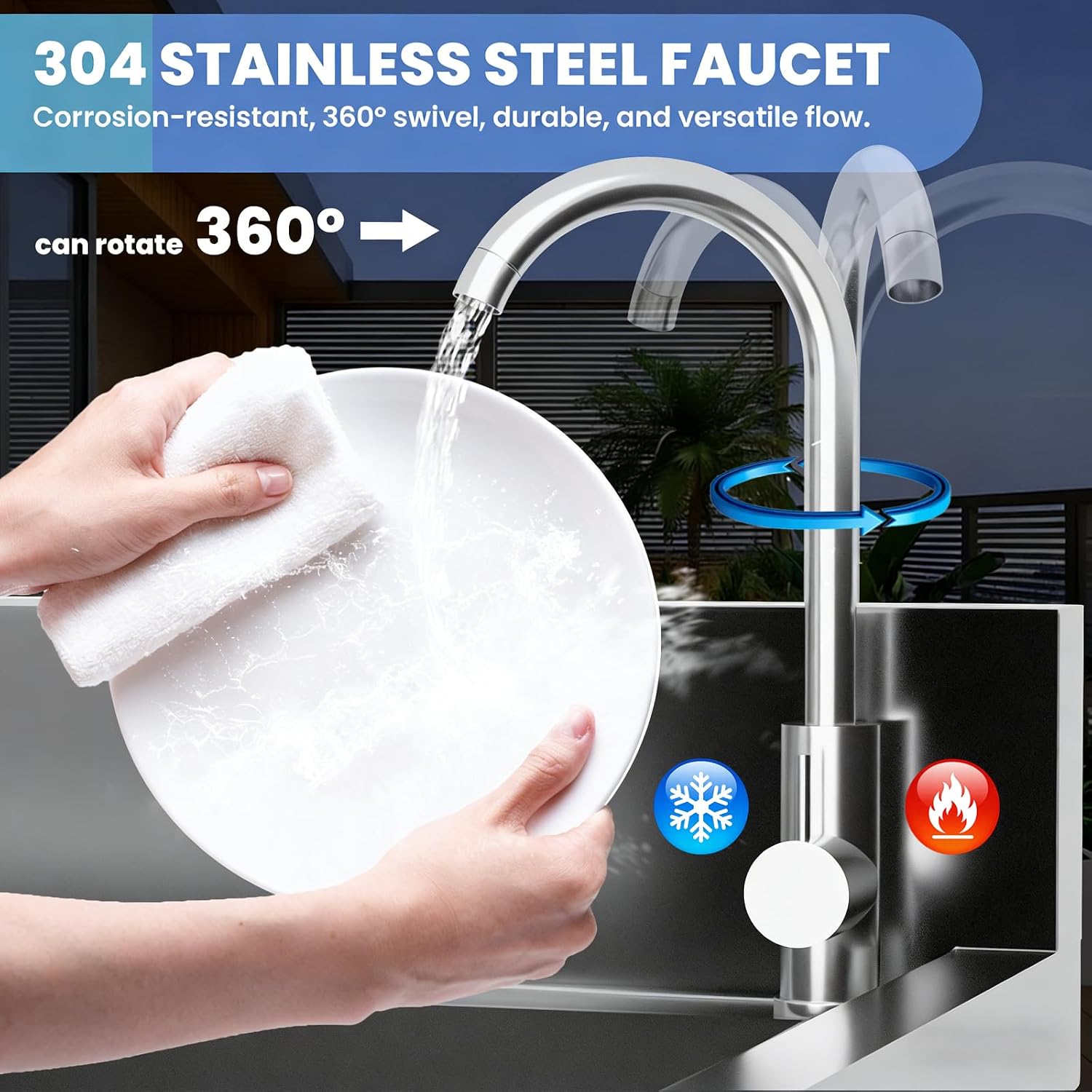 Stainless Steel Utility Sink, 47.3'x18.5'x37'Free Standing Single Bowl Commercial Kitchen Sink with Faucet, NSF - Basin Workbench with Hot & Cold Water Pipe for Garage Restaurant Laundry