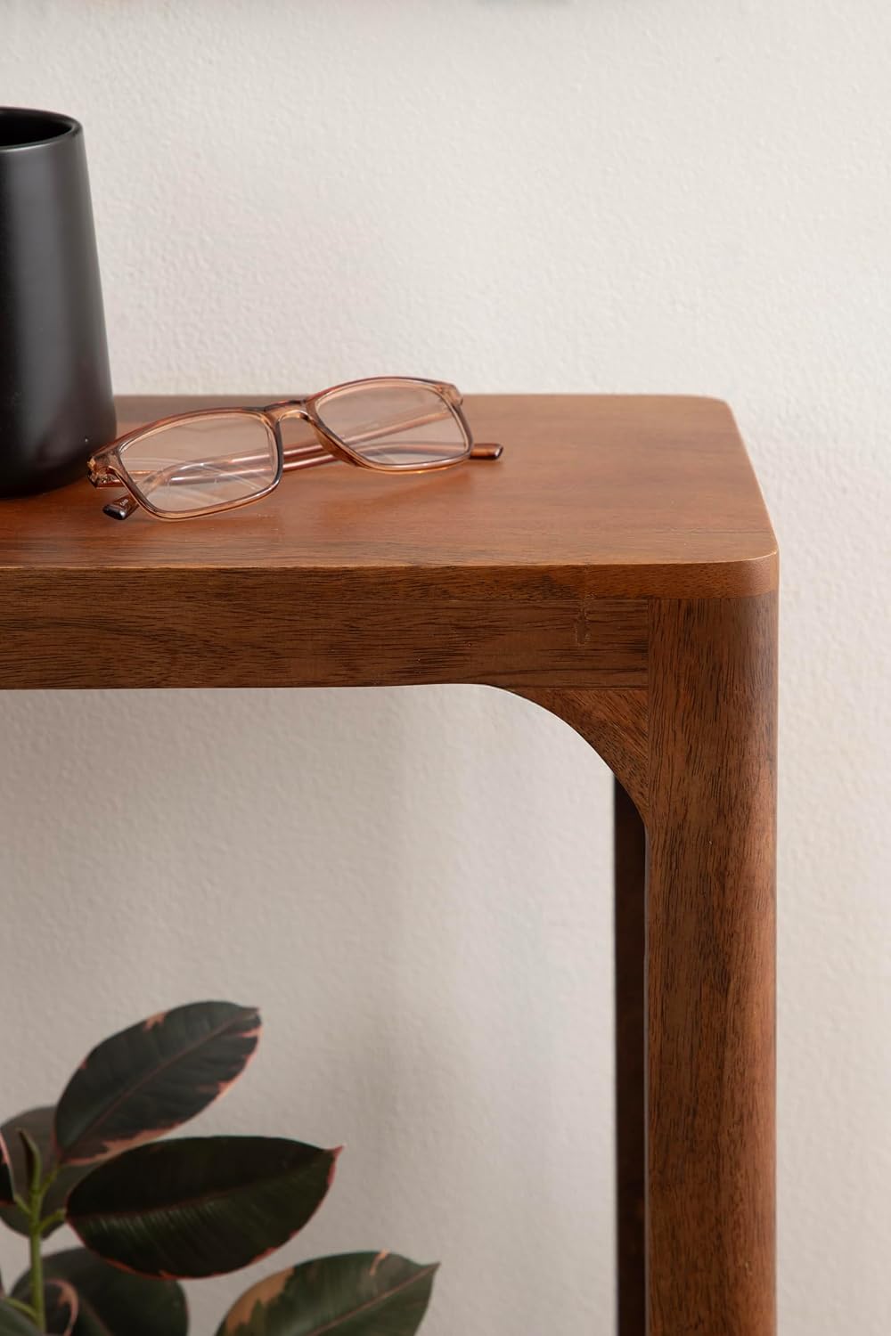 Kate and Laurel Dahl Modern Slatted Wooden Slim Side Table; 16 x 8 x 24; Walnut Brown; Transitional Wood Narrow End Table for Use as Living Room Plant Stand or Small Bedroom Nightstand